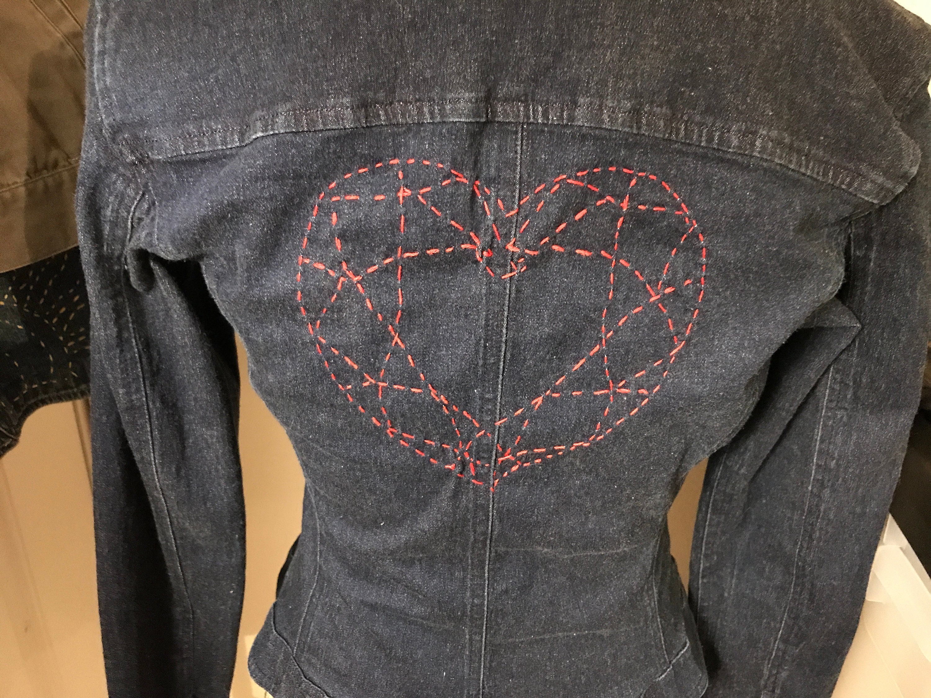 Sashiko Jewel Heart Upcycled Vintage 