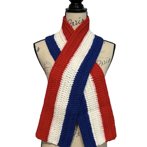 Handmade Crochet American Scarf: Red, White & Blue Neck Warmer