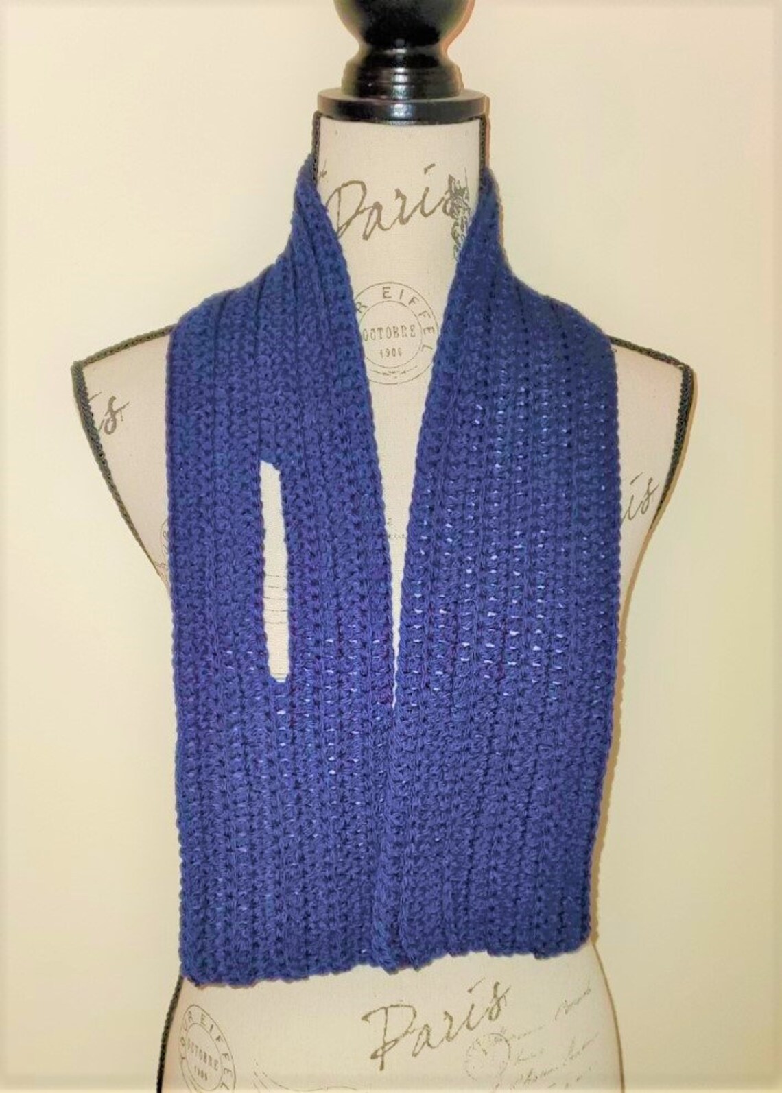 Navy Blue Ribbon Scarf Neck Warmer w/Keyhole Design Brand Etsy