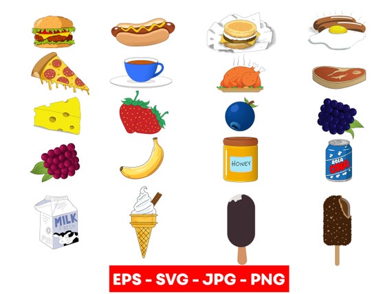 Food SVG Pack Food Clipart Food Svg Eps Png Jpg Food Vector - Etsy