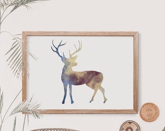 Watercolour deer   Jpeg, Printable wall art, Instant Download Wall Art, Minimalist Wall Décor, Art prints
