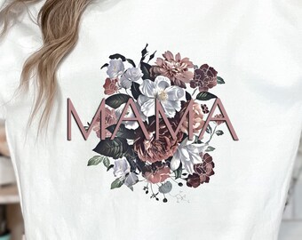 PNG mama vintage roses, cyfrowy projekt do pobrania do sublimacji lub wydrukowania, mama grafika png, projekt do druku przezroczysty