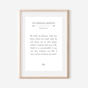 Printable wall art, Emily Brontë , wuthering heights - book page- souls made of Jpg, book quote,  Download Wall Art, Minimalist Wall Décor