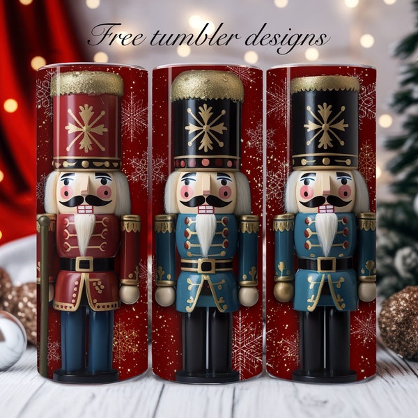 Seamless Christmas Tumbler wrap, Christmas nutcrackers design , 20oz Skinny straight Tumbler Wrap, Tumbler sublimation png , PNG download