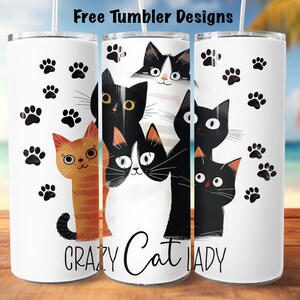 Cat lover Tumbler wrap Png, crazy cat lady tumbler design , funny cat png for sublimation, 20oz Skinny straight Tumbler Wrap, download