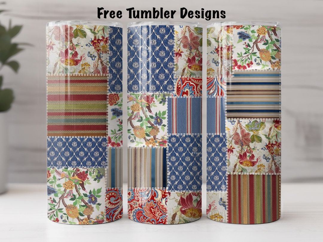 Tumbler Designs Quilting Sewing Patchwork Quilt , 20oz Skinny Straight ...