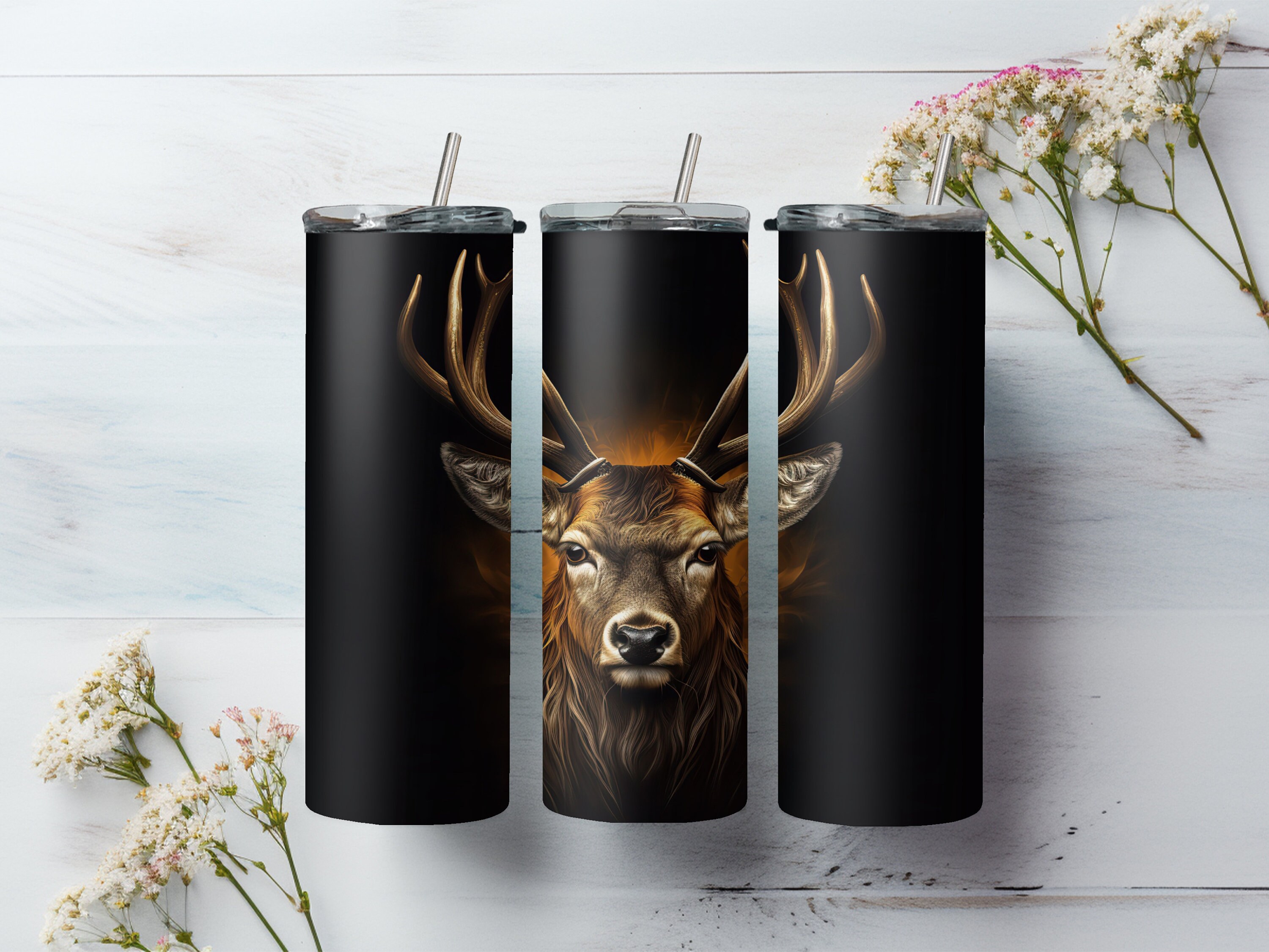 Deer Tumbler Wrap Design Png for Sublimation, Hunting 20oz Skinny ...