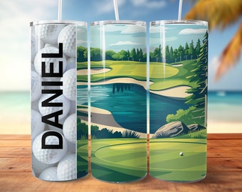 Golf Tumbler Wrap für Sublimation zum Personalisieren, 20 Unzen Skinny Straight Tumbler Wrap Design, Golfbälle Tumbler Png für Mann, digitaler Download
