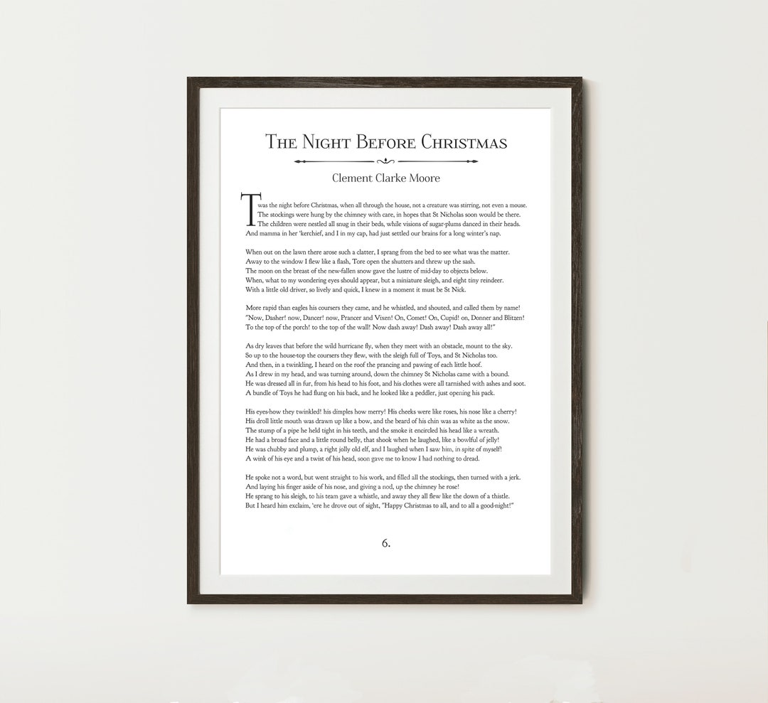Night Before Christmas Full Poem Print Download, Printable Wall Art ...