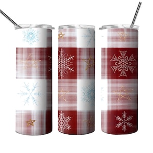 Tumbler Design Red white painted Buffalo plaid Christmas snowflakes 20oz  straight Tumbler Wrap, Tumbler sublimation Template  PNG Download