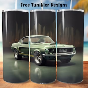 Classic car tumbler wrap design, American muscle car png for sublimation, 1960s 20oz Skinny straight Tumbler Wrap