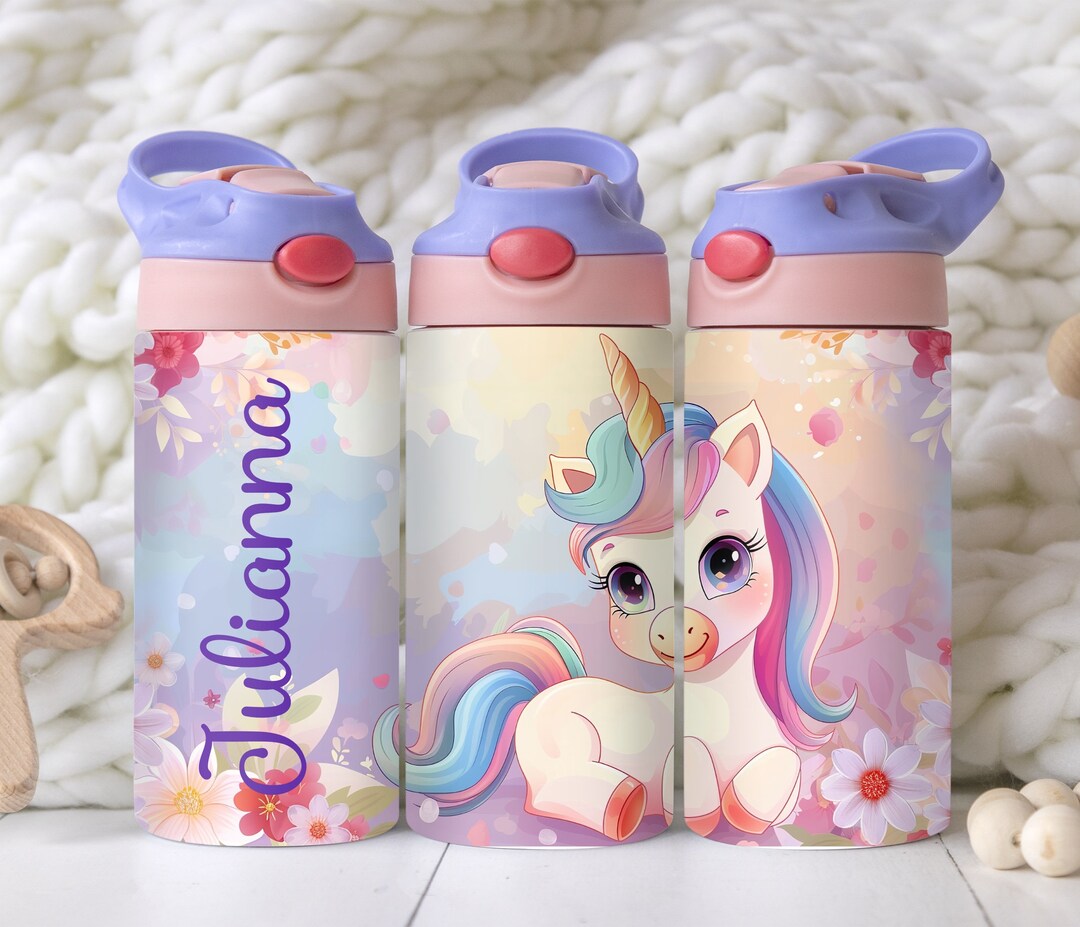 Unicorn 12 Oz Tumbler Wrap, Personalize Add Name, Flip Top, Kids 12 Oz ...
