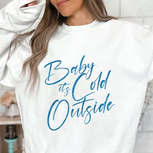 PNG-winter Christmas sublimation- blue glitter baby it’s cold outside Digital Download- png, Christmas png, Printable design png design