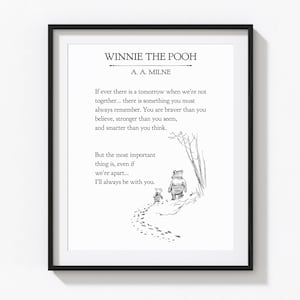 Classic Winnie the Pooh print, book page as Milne,