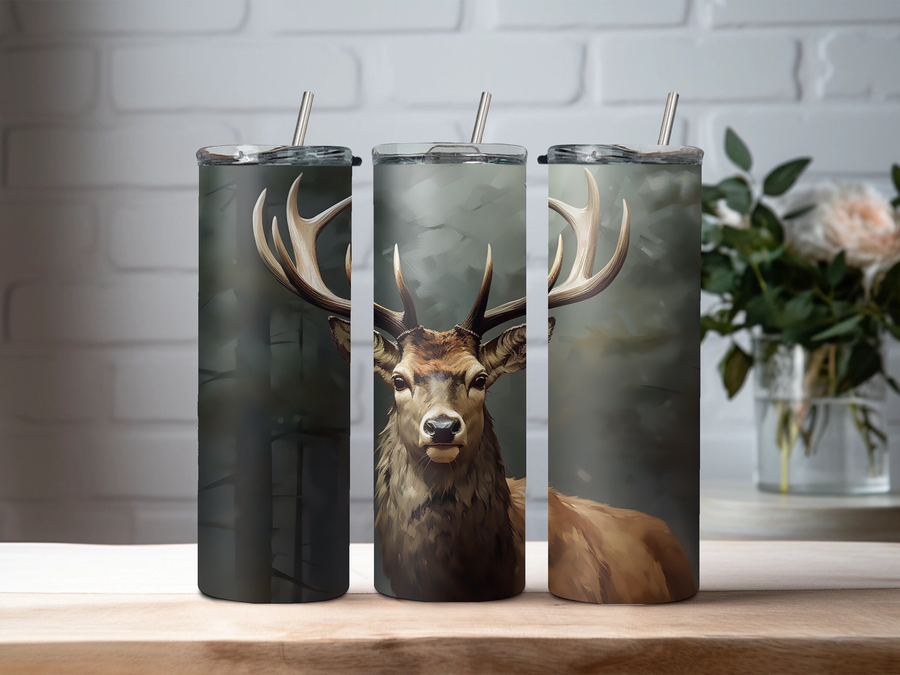 Deer Tumbler Wrap Design Png for Sublimation, 20oz Skinny Straight ...