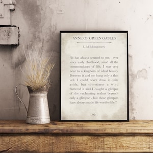 Anne of Green Gables Druck Download, Buchseite, Einblicke leben lohnend, Druckbare Wandkunst, lm Montgomery Zitat, inspirierendes Wanddeko