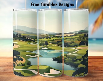 Nahtloser Golf Tumbler Wrap für Sublimation zur Personalisierung, 20 Unzen Skinny Straight Tumble Wrap Design, Golfer Tumbler Png für Mann, Download
