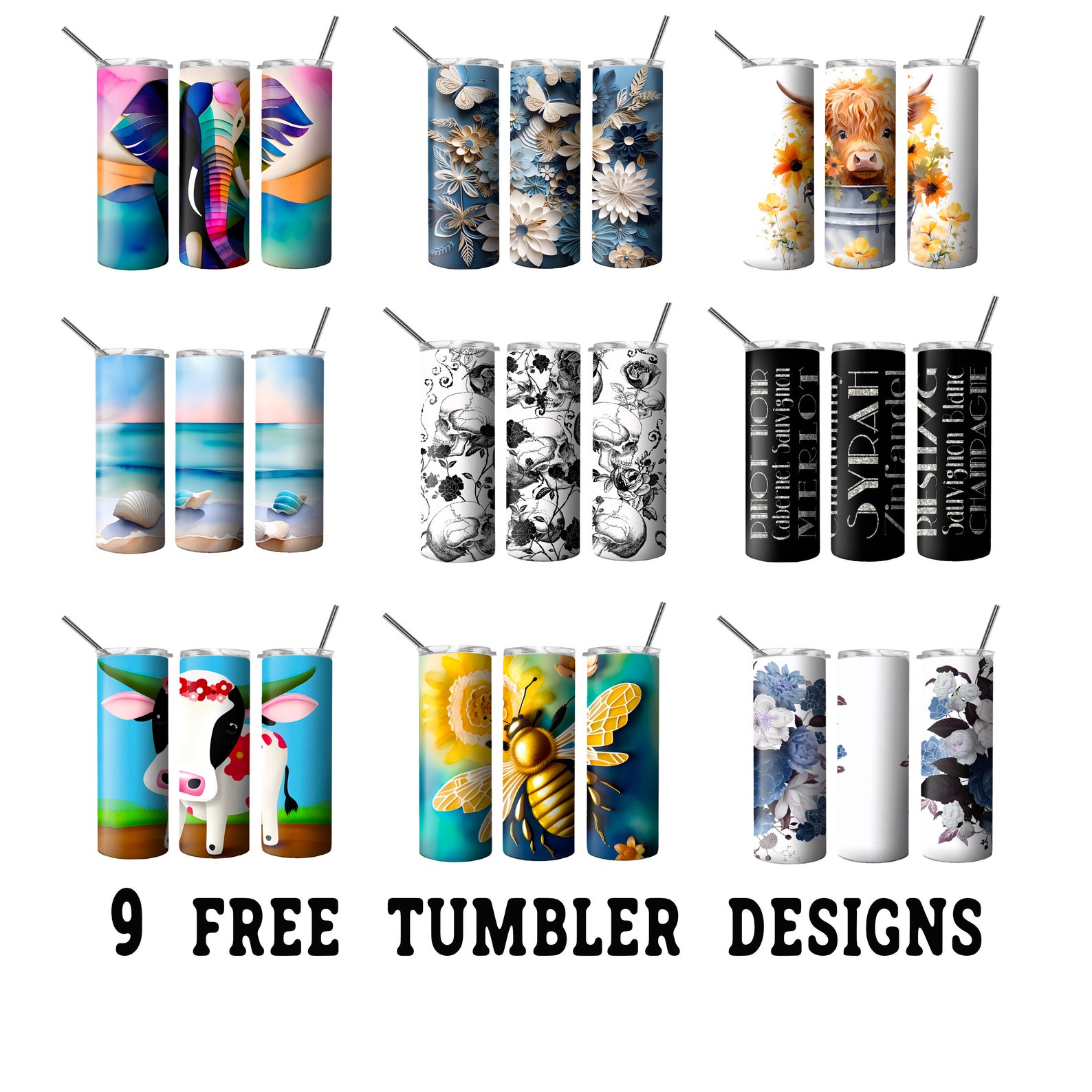 Tumbler Design Gothic Ink Roses for Sublimation, Red and Black Tumbler ...
