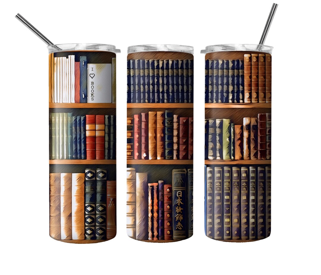 Seamless Tumbler Design, Books Tumbler Png, I Love Books, 20oz Skinny ...