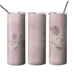 Tumbler Designs for sublimation dusty rose, rose, 20oz Skinny straight Tumbler Wrap,  Tumbler sublimation Template - PNG Digital Download