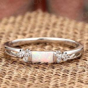 Vintage Wedding Ring, Silver Ring For Women, Opal Engagement Ring, Dainty Ring, Women&#39;s Promise Ring, 10k Solid Gold  Ring, Wedding Band