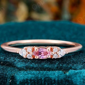 Pink Sapphire Wedding Ring, Pink Gems, Sapphire Jewelry Ring,Marquise Cut 3x5mm Pink Sapphire Engagement Ring,Anniversary Ring Gift For Her