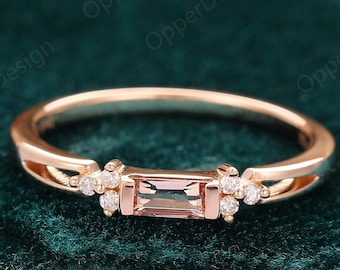 Natural Morganite Wedding Ring, 14k Rose Gold Engagement Ring, Pink Morganite Ring, Vintage Ring, Dainty Ring, Unique Anniversary Ring Gift