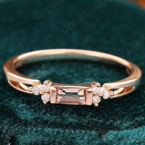 Natural Morganite Wedding Ring, 14k Rose Gold Engagement Ring, Pink Morganite Ring, Vintage Ring, Dainty Ring, Unique Anniversary Ring Gift