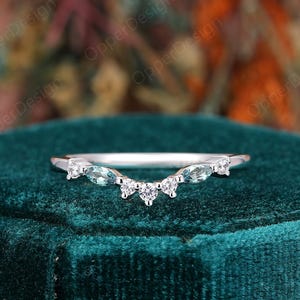 Alexandrite Wedding Band,Stacking Moissanite Alexandrite Matching Band, Marquise Alexandrite Ring Band,Delicate Handmade Rose Gold Band Ring