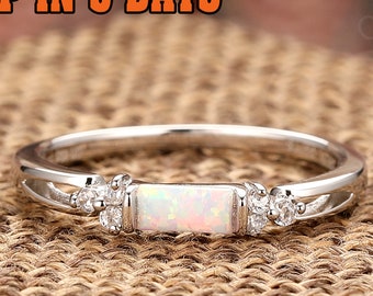 Silver Ring For Women, Vintage Wedding Ring, Opal Engagement Ring, Dainty Ring, Women's Promise Ring, Wedding Band, Vintage Opal Bridal Ring
