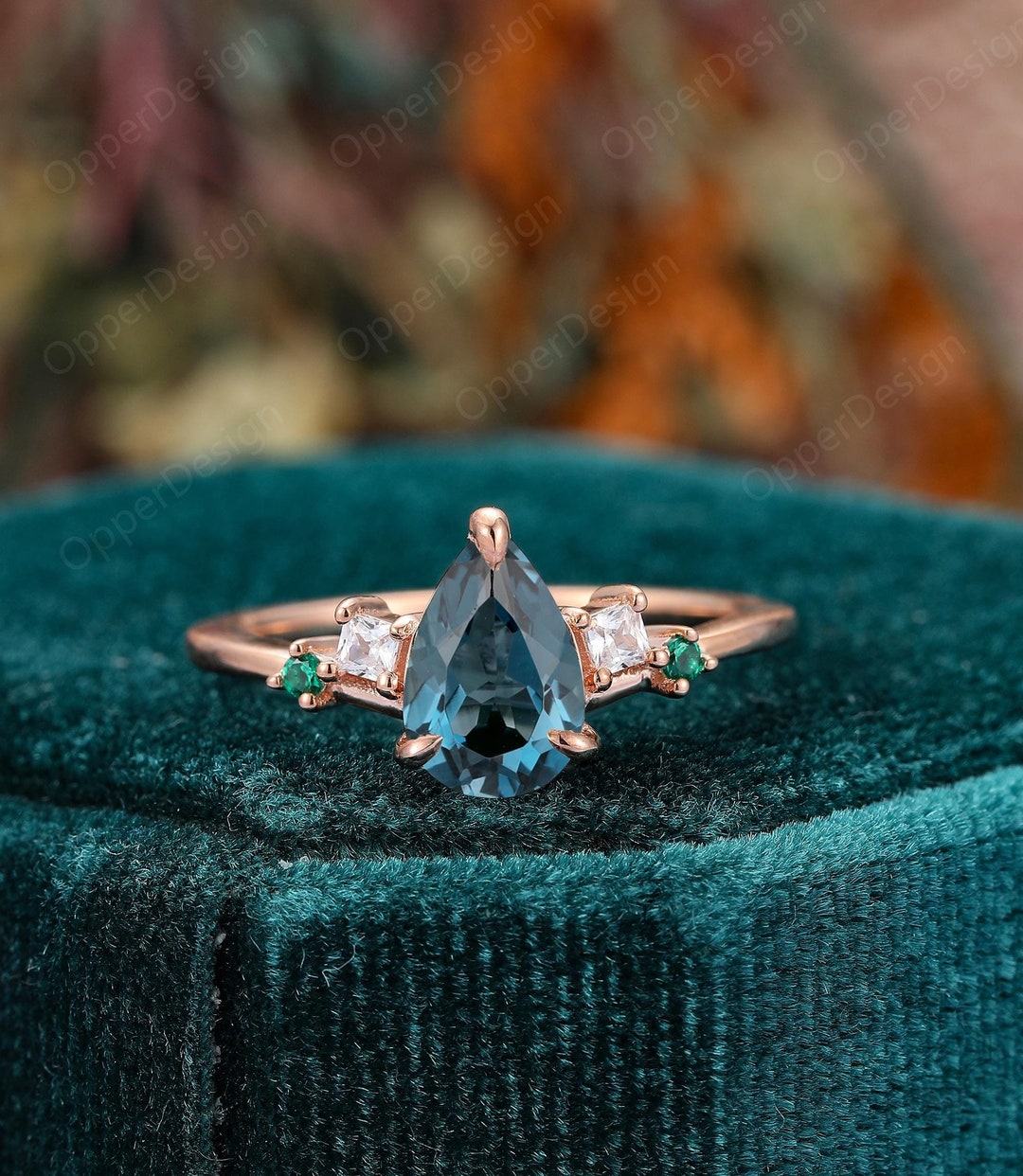 Tear Drop London Blue Topaz Ring, Unique Natural London Blue Topaz