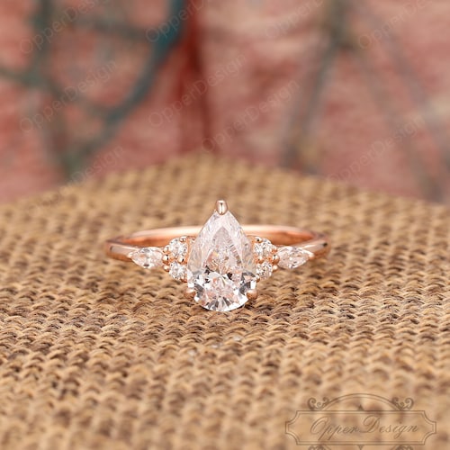 Tear Drop Wedding Ring, Lab Created Diamond Engagement Ring Pear