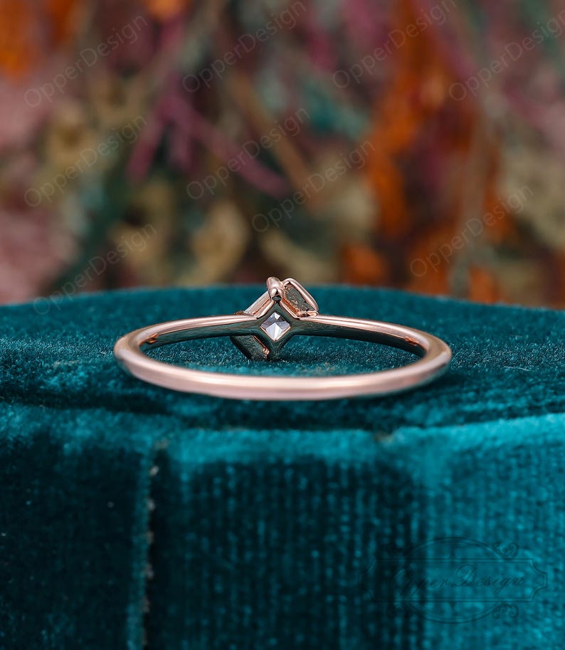 Easy Problem Statement 14k Gold Small Princess Diamond Band, Tiny Diamond Wedding Ring ...