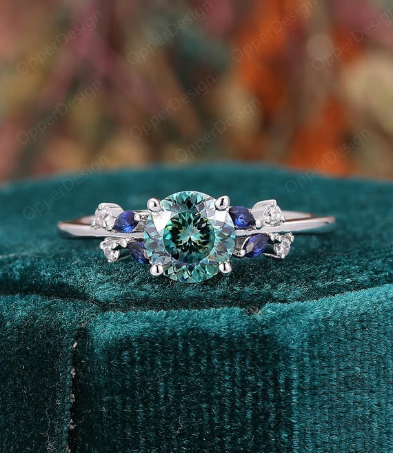 moissanite diamond cyan blue moissanite