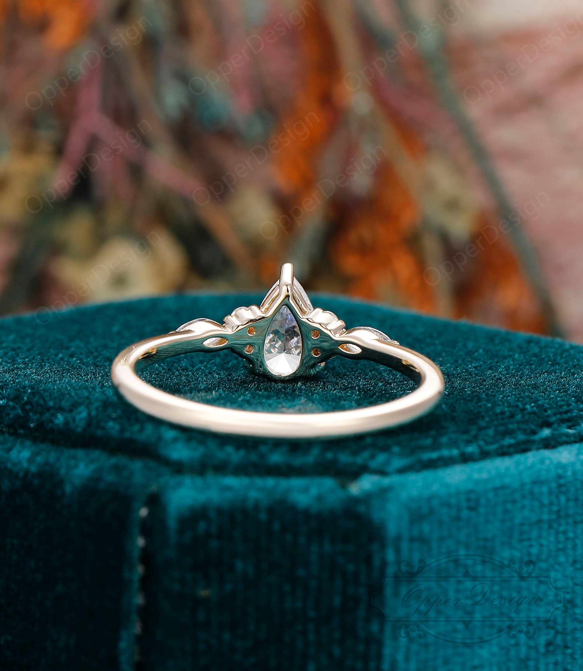 Anillo De Boda Moissanite De 1CT Con Gota De Lágrima, Forma De Pera De Anillo De Compromiso, Anillo De Aniversario Art Déco, Anillo De Oro Rosa Para Mujeres, Anillo De Moissanita De