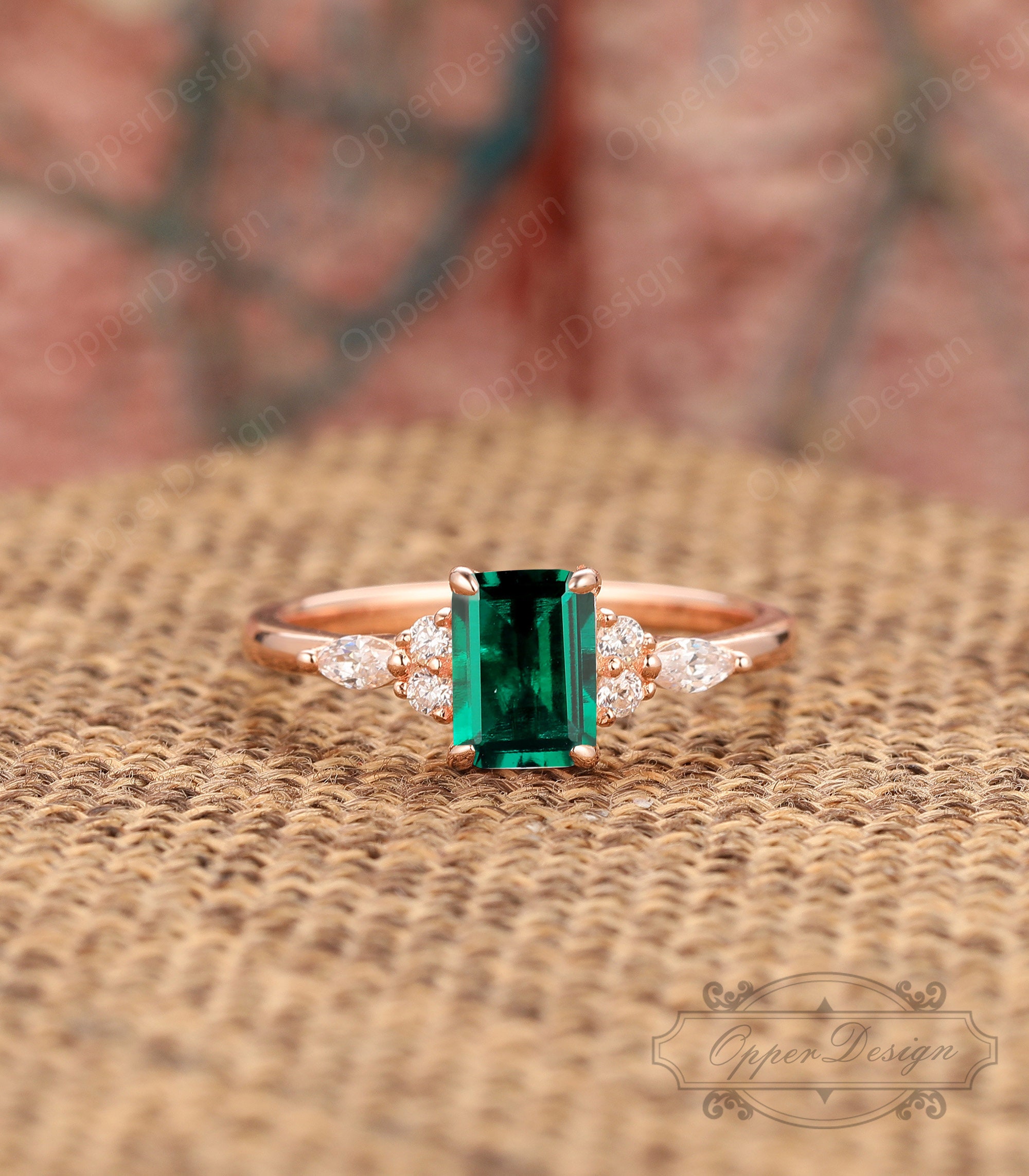 1CT 5x7mm Emerald Cut Emerald Wedding Ring Solid Gold Emerald | Etsy