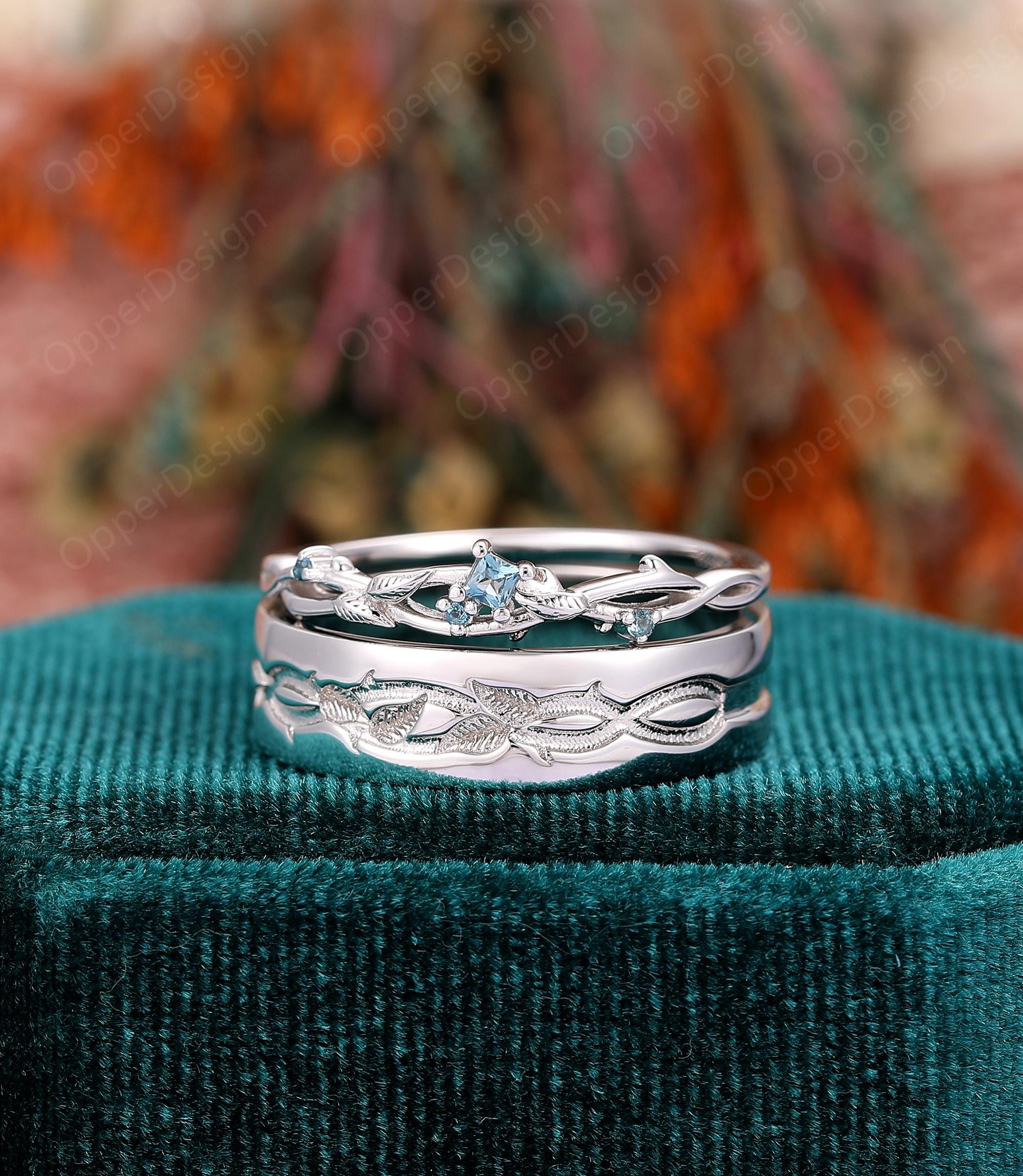 Silverly Russian Style 5-Band Wedding Ring Set - 925 Sterling Silver, His & Hers, Interlocking Promise Bands