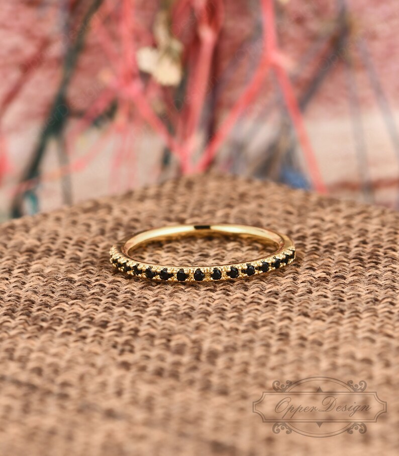 Daily Ring Minimalist Ring Unique Black Gem Jewelry,Gold Ring Black Simulated Diamond Wedding Band Sterling Silver Ring Ring For Women