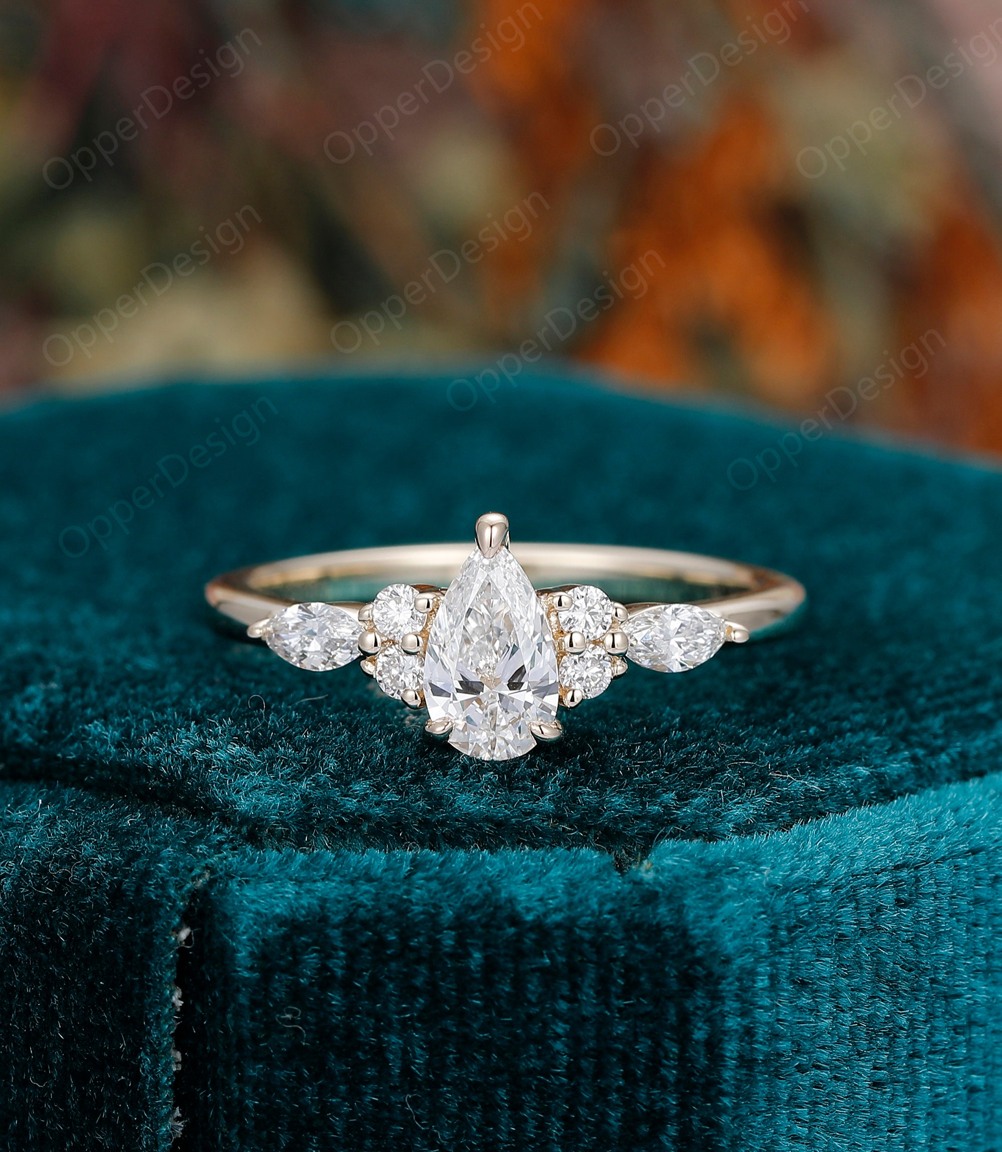 【lui jewelry】　drop diamond ring 美品 Tear Drop Wedding Ring, Lab Created Diamond Engagement Ring Pear