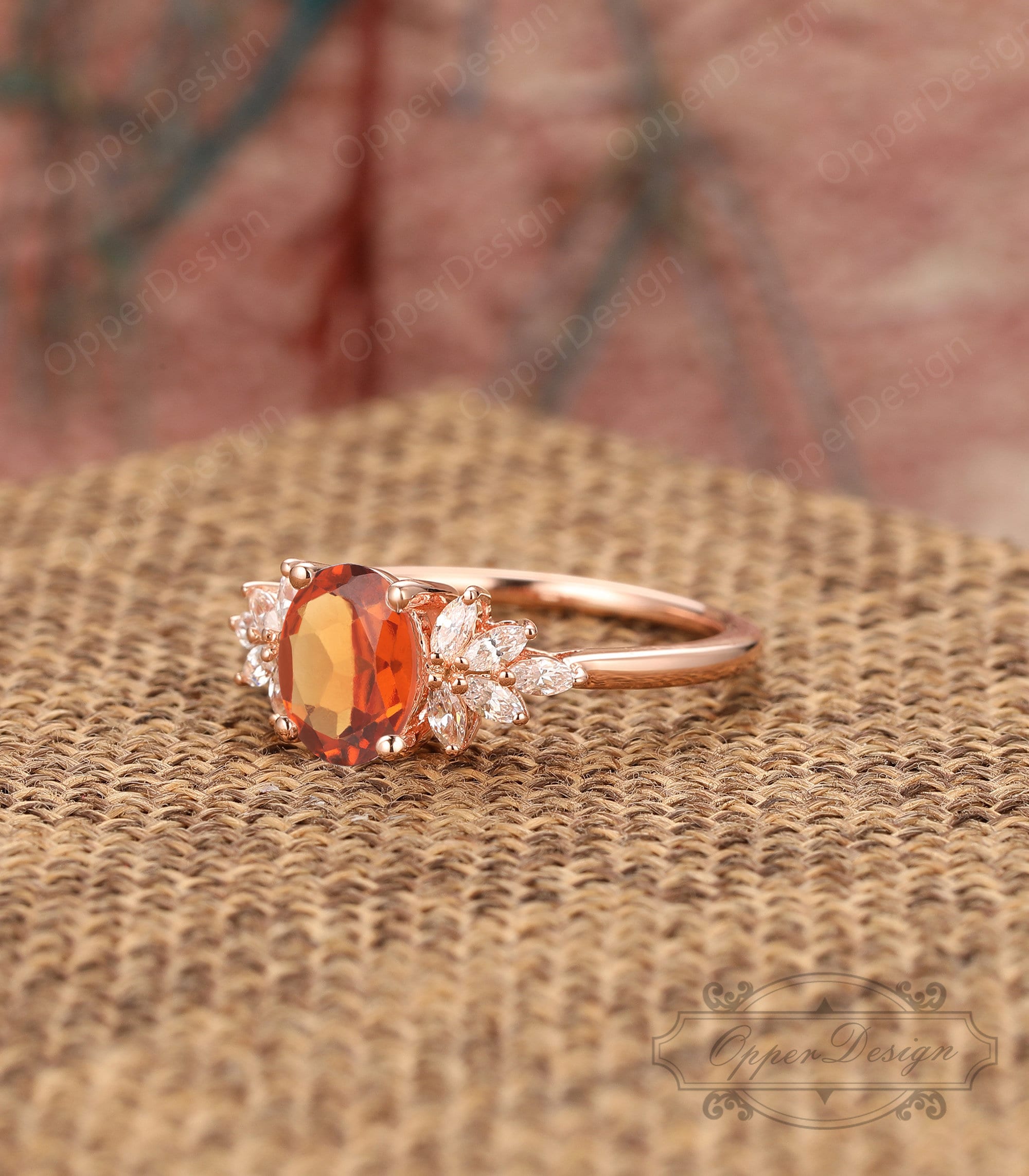 925 Sterling Silver PK Orange Stone Cocktail Ring Size 5.75 US 8.46g – Shop  Thrift World
