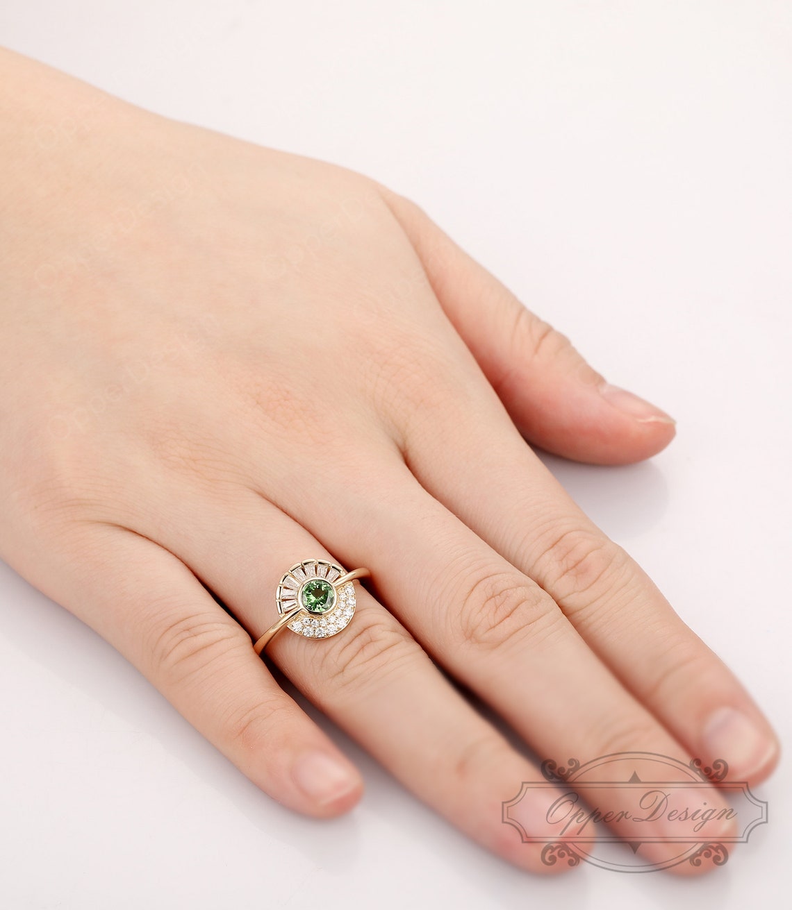 Runde geschnitten 5mm natürliche TsavoritRing / 10 k Gelbgold | Etsy