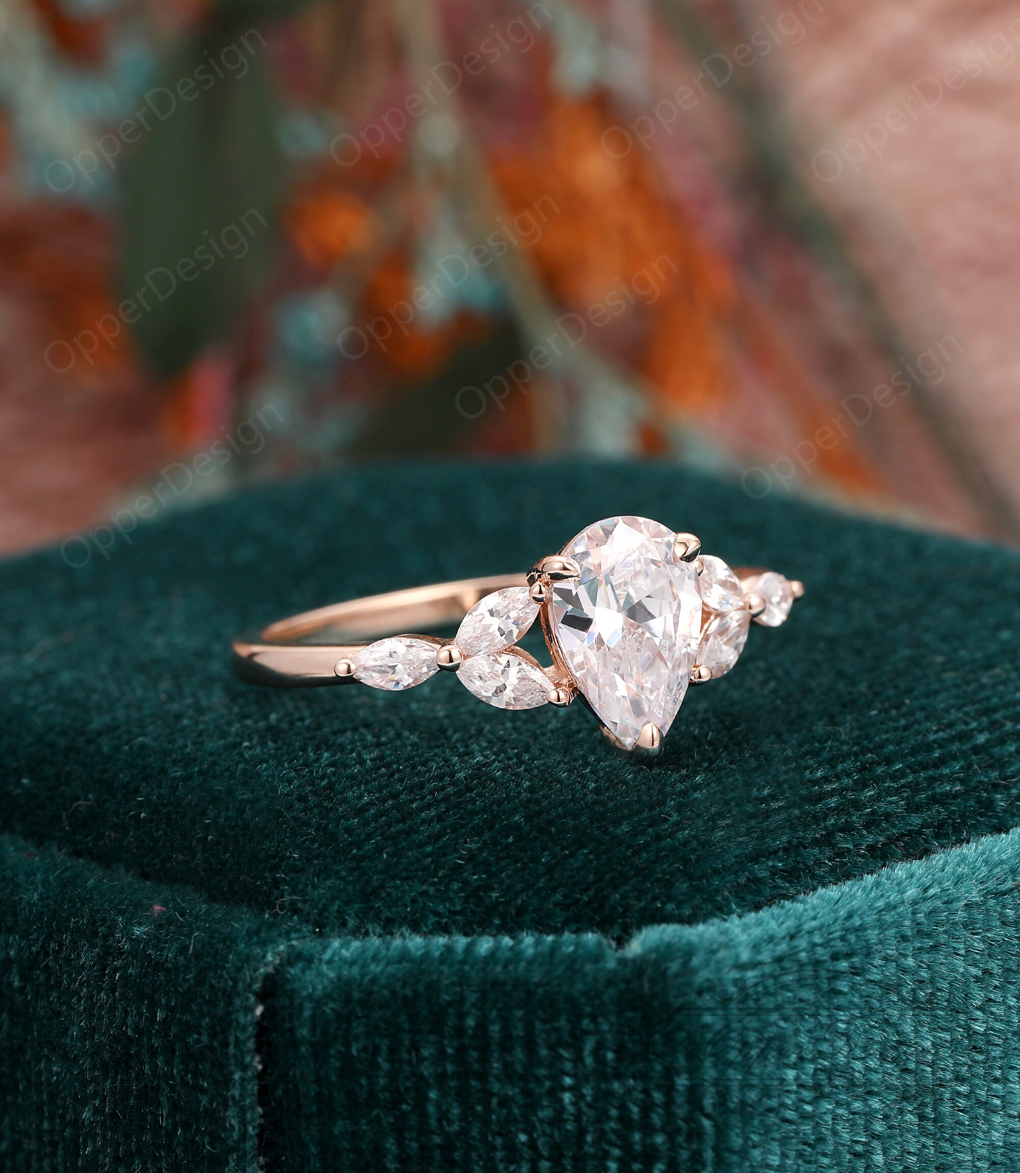 1.50 ctw 14K Pear Shaped Lab Grown Diamond Three Stone Engagement Ring