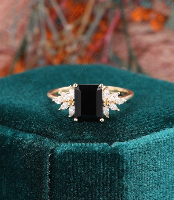 Natural Onyx Wedding Ring Solid 14k Gold Engagement Ring Etsy UK