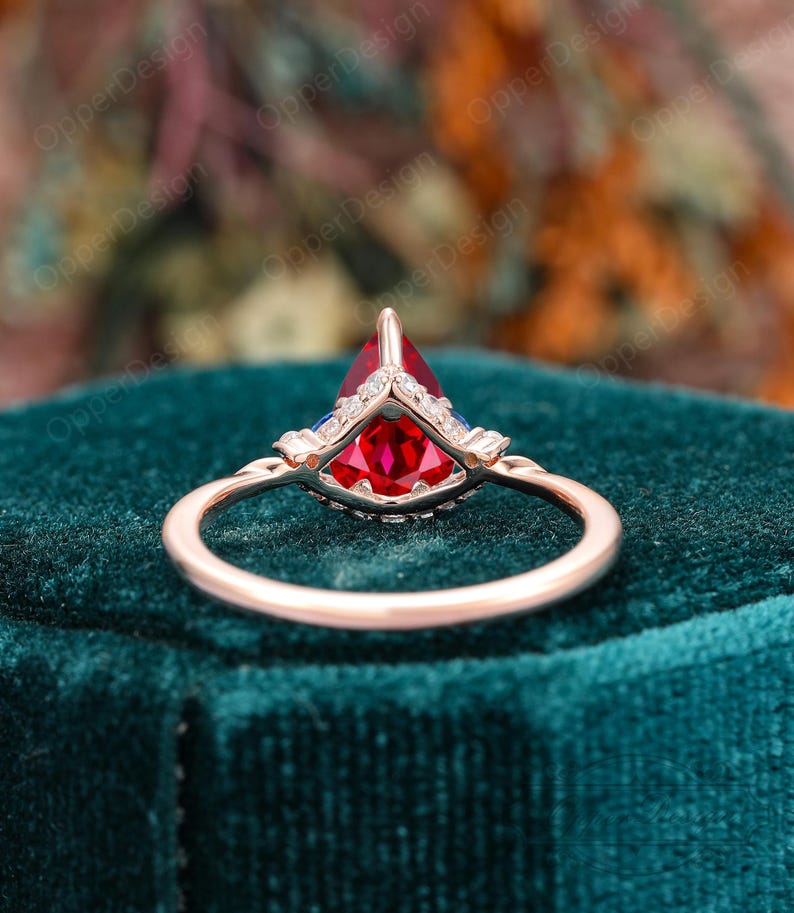Ruby Proposal Wedding Ring, Pear Cut 6x9mm Ruby Engagement Ring, 14k — free download