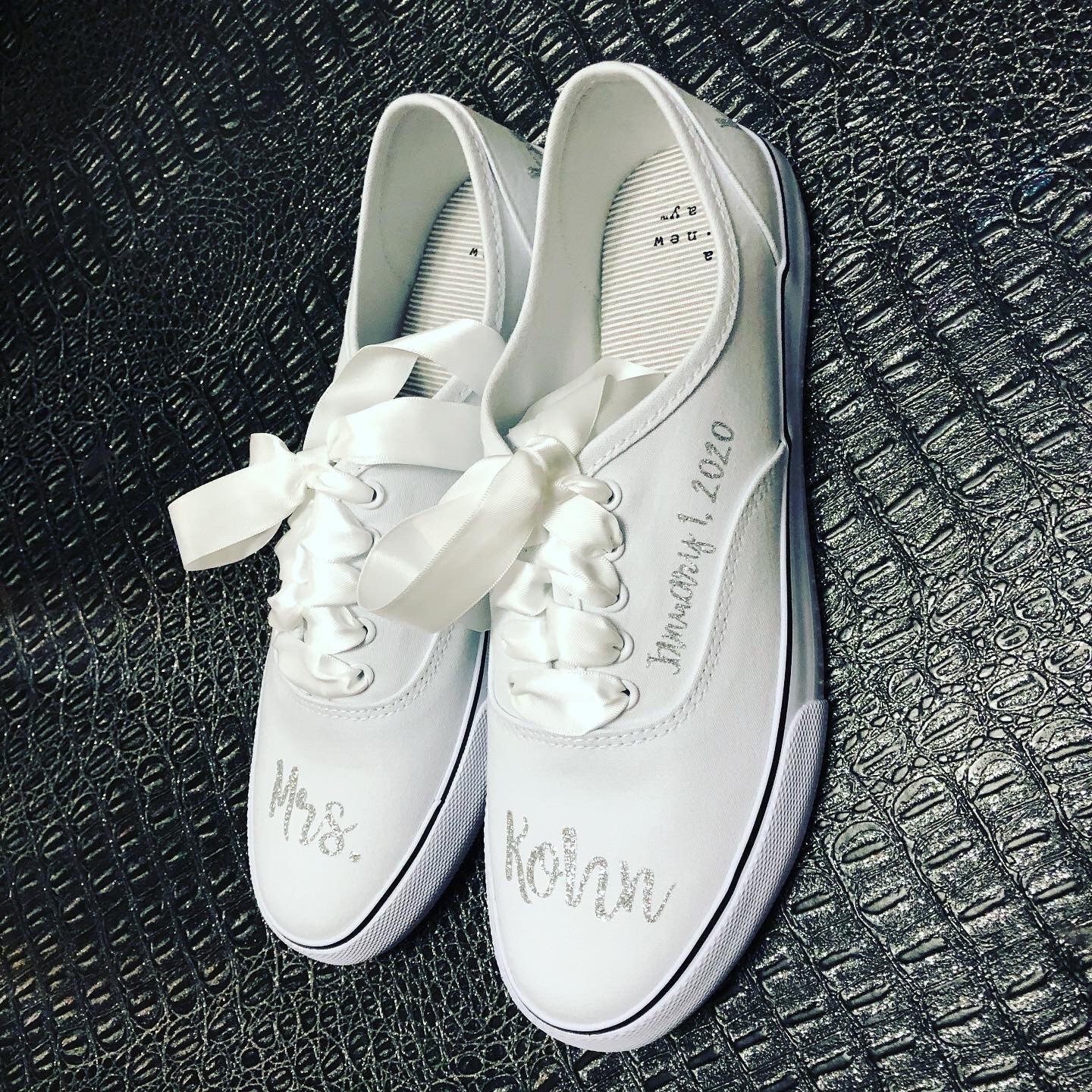 PERSONALIZED Bride Sneakers Wedding White Shoe with Name Date | Etsy