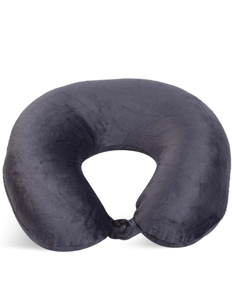 PERSONALIZED Name Travel Neck Pillow Microfiber Soft Lots Of Color Choices Airplane Travel Gray