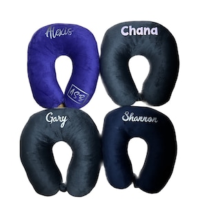 PERSONALIZED Name Travel Neck Pillow Microfiber Soft Lots Of Color Choices Airplane Travel image 1