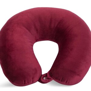 PERSONALIZED Name Travel Neck Pillow Microfiber Soft Lots Of Color Choices Airplane Travel Burgundy