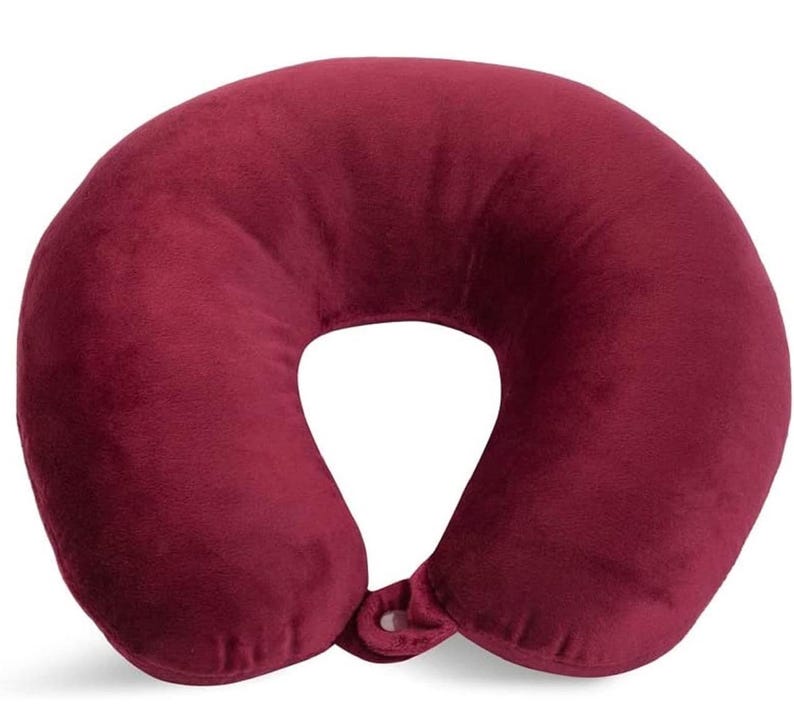 PERSONALIZED Name Travel Neck Pillow Microfiber Soft Lots Of Color Choices Airplane Travel Burgundy
