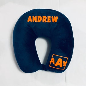 PERSONALIZED Name Travel Neck Pillow Microfiber Soft Lots Of Color Choices Airplane Travel